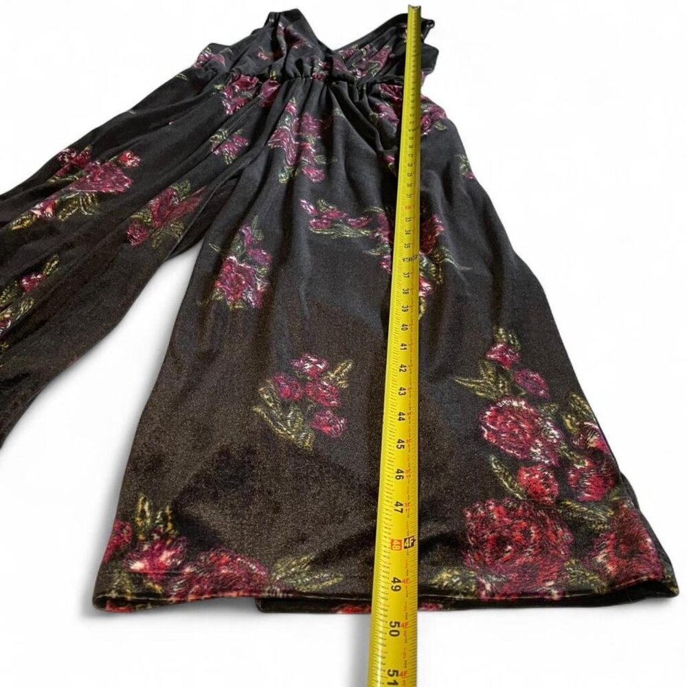 Xhilaration Floral Black Velvet Jumpsuit - Picture 6 of 7